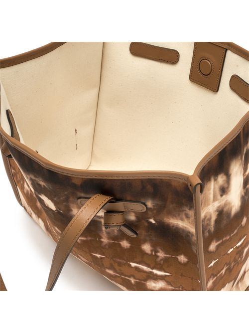 Shopping bag Marcella in tessuto semilucido stampato tye dye Cuoio GIANNI CHIARINI | BS 6850/COMM FEZVAR.CUOIO